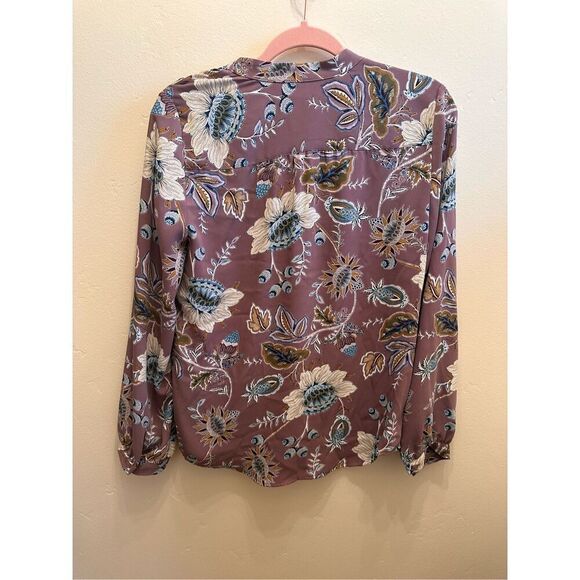 Chico’s Mauve Pink Floral Button Up Ruffle Top Size Small or Chicos 0 - Picture 3 of 4